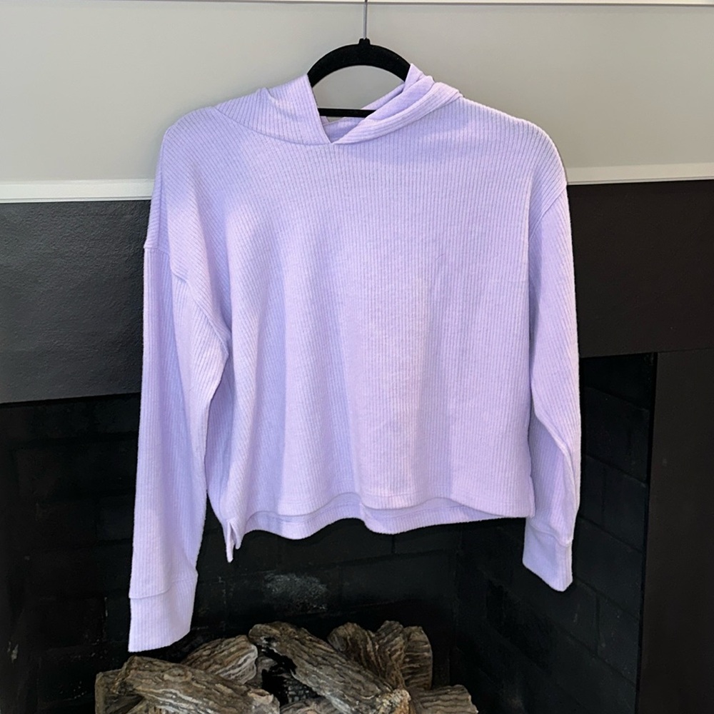 Old Navy Lilac purple Fuzzy Ribbed L/s hoodie sweater NWT Size XL 14/16